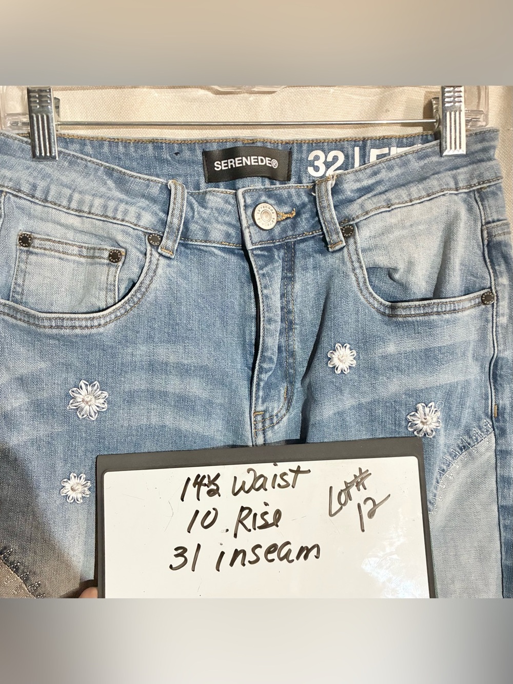 Serenede Fitted Embroidered Jeans Sz 32 Mid Rise 29x31 Boho Festival Hippie - Picture 2 of 16